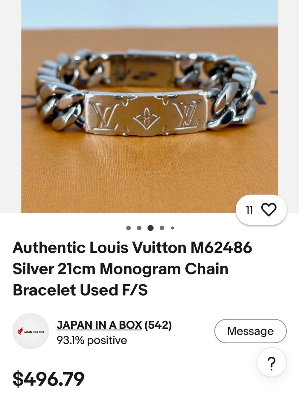 Louis Vuitton Monogram Silver Chain bracelet - Picture 7 of 8